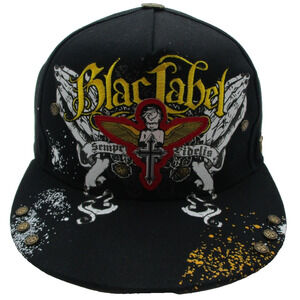 Blac Label Hat Cap Snap Back Mens One Size Black Praying Hands Gothic Trucker